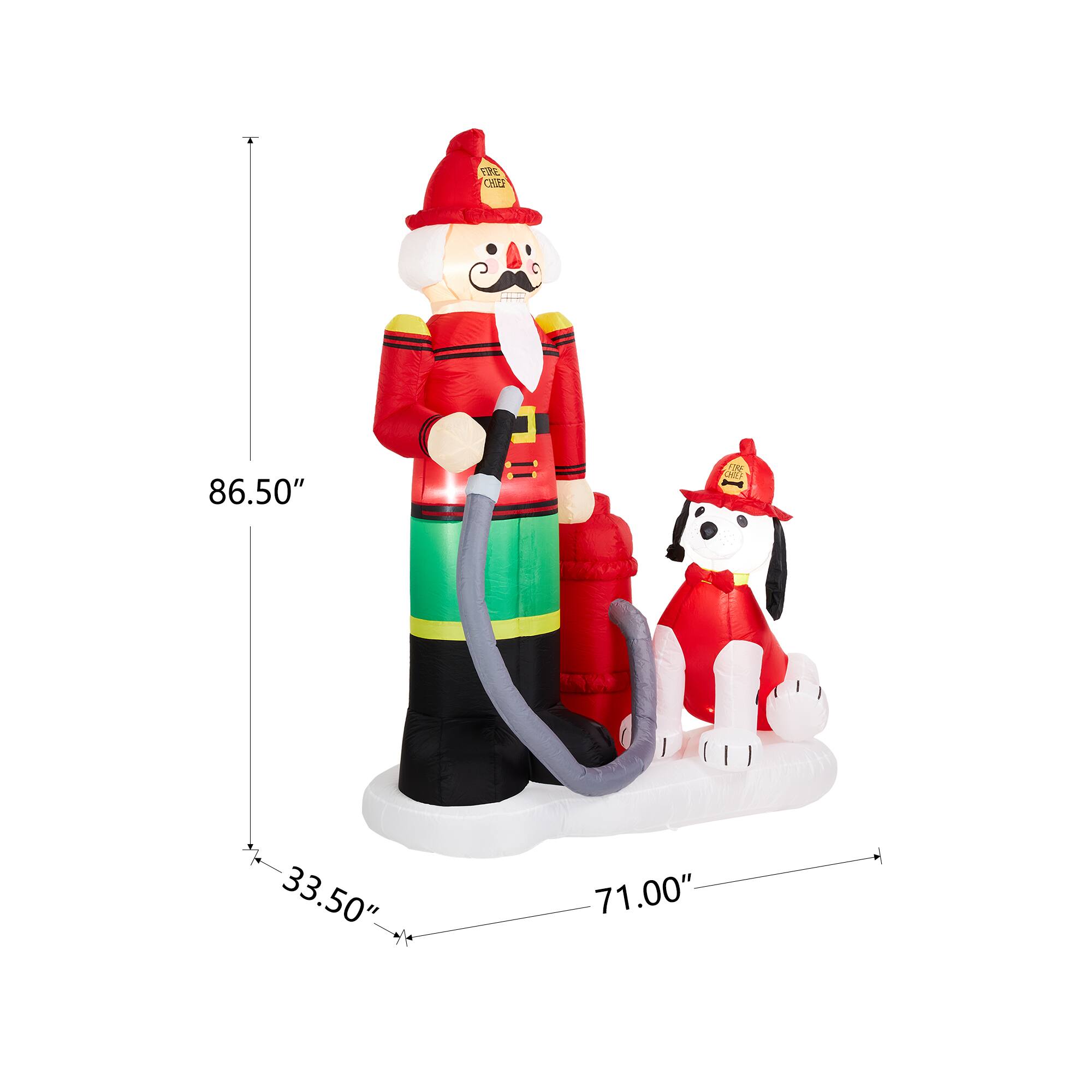 Glitzhome® 7ft. Inflatable Fire Fighter & Puppy Dog With Lights